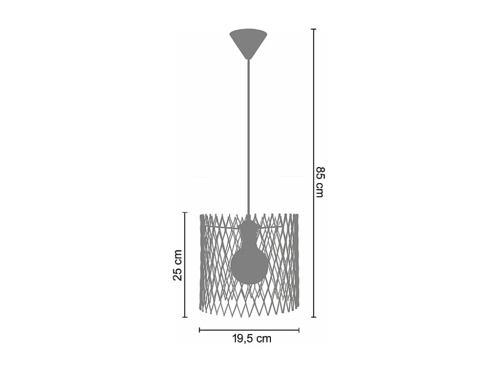Suspensão TOSEL ASTER metálico cilindro castanho D19,5 x H85 cm