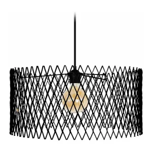 Suspensão TOSEL ASTER metálico cilindro preto D45 x H84 cm