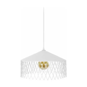 Suspensão TOSEL ASTER metálico cúpula marfim D33 x H70 cm
