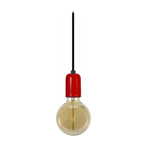 Suspensão TOSEL BAO lâmpada decorativa cilindro vermelho D9,5 x H80 cm