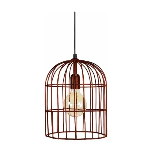 Suspensão TOSEL CAGE metálico lanterna cobre D24 x H80 cm