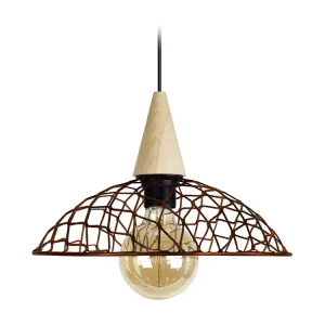 Suspensão TOSEL CANOPUS BOIS metal cúpula bronzeado D30 x H68 cm