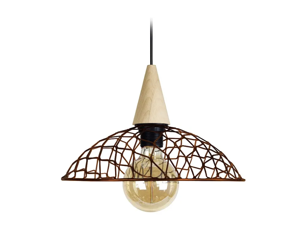 Suspensão TOSEL CANOPUS BOIS metal cúpula bronzeado D30 x H68 cm