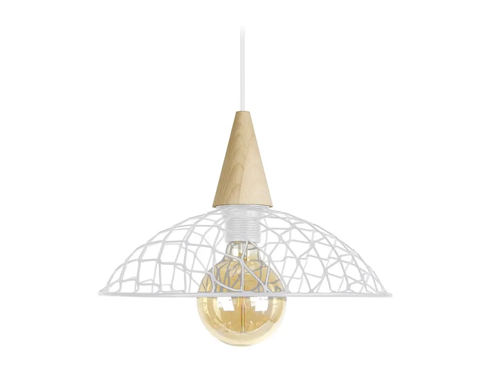 Suspensão TOSEL CANOPUS BOIS metálico cúpula marfim D30 x H68 cm