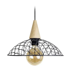 Suspensão TOSEL CANOPUS BOIS metálico cúpula antracite D30 x H68 cm