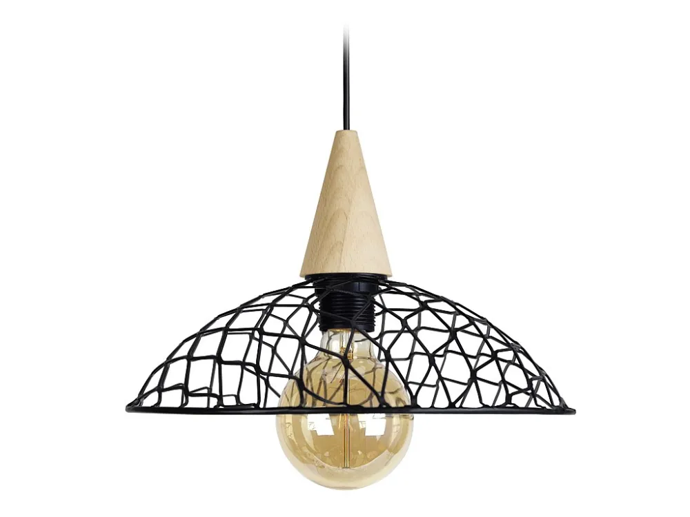 Suspensão TOSEL CANOPUS BOIS metálico cúpula preto D30 x H68 cm