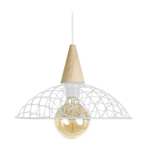 Suspensão TOSEL CANOPUS BOIS metálico cúpula marfim D30 x H68 cm