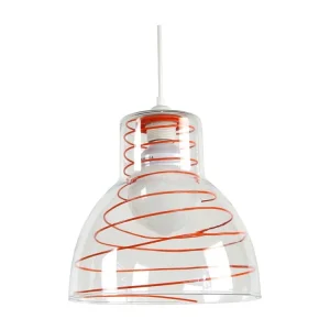 Suspensão TOSEL CLOCHE verreMETAL vidro cúpula laranja D25 x H85 cm