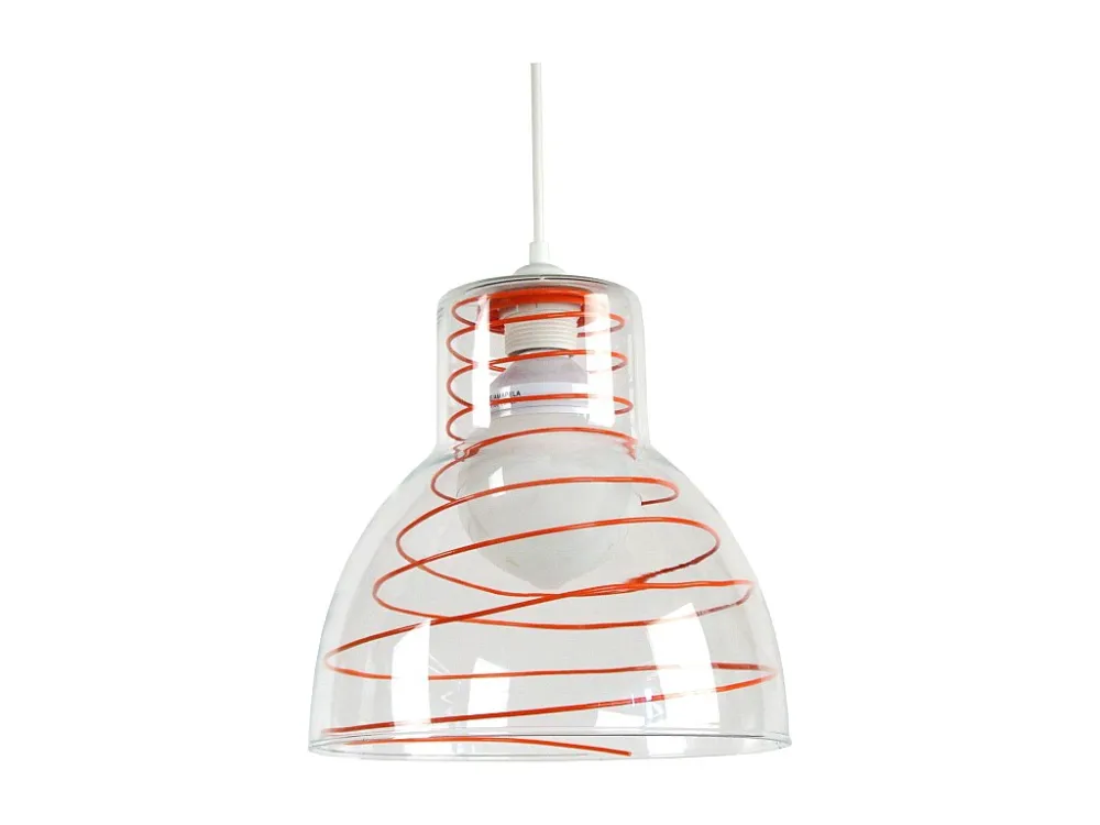 Suspensão TOSEL CLOCHE verreMETAL vidro cúpula laranja D25 x H85 cm