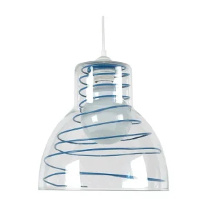 Suspensão TOSEL CLOCHE verreMETAL vidro cúpula azul D25 x H85 cm