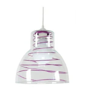 Suspensão TOSEL CLOCHE verreMETAL vidro cúpula roxo D25 x H85 cm