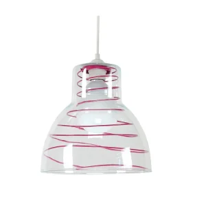 Suspensão TOSEL CLOCHE verreMETAL vidro cúpula rosa D25 x H85 cm