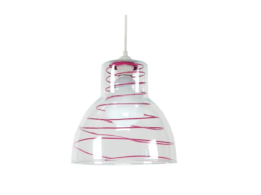 Suspensão TOSEL CLOCHE verreMETAL vidro cúpula rosa D25 x H85 cm