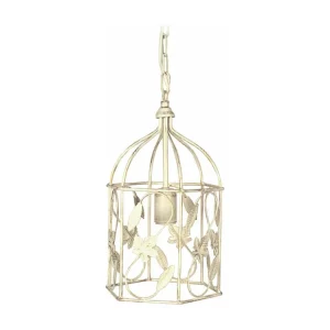 Suspensão TOSEL CLOCHETE vidro cúpula cetim branco D35 x H80 cm