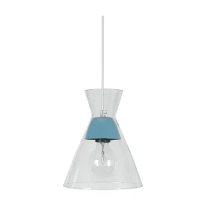 Suspensão TOSEL CONICAL vidro cônico azul D20 x H85 cm
