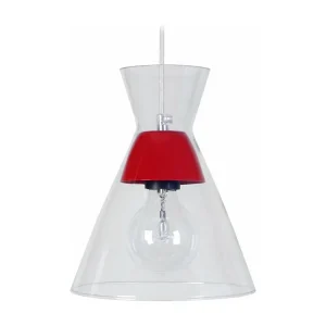 Suspensão TOSEL CONICAL vidro cônico vermelho D20 x H85 cm