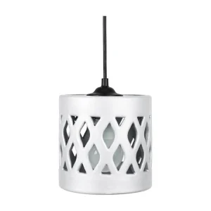Suspensão TOSEL COVO cerâmica cilindro branco D14,5 x H74 cm