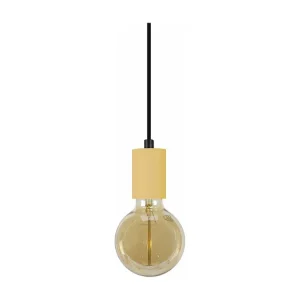 Suspensão TOSEL CUI metálico cilindro castanho D30 x H80 cm