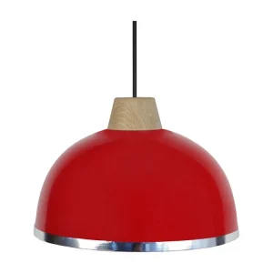 Suspensão TOSEL DEMI BOULE B metálico cúpula vermelho D24,5 x H77 cm