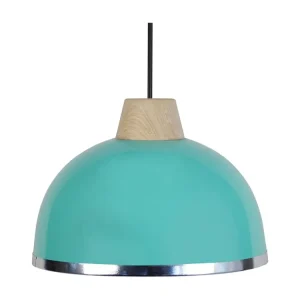 Suspensão TOSEL DEMI BOULE B metálico cúpula turquesa D24,5 x H77 cm