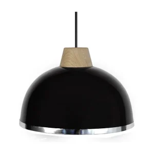 Suspensão TOSEL DEMI BOULE B metálico cúpula preto D24,5 x H77 cm