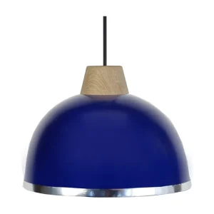 Suspensão TOSEL DEMI BOULE B metálico cúpula azul D24,5 x H77 cm