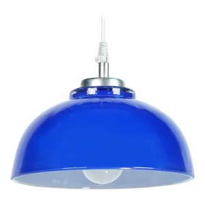 Suspensão TOSEL FLAMANDE vidro cúpula azul D35 x H80 cm