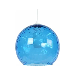 Suspensão TOSEL GLOBE OPTIQUE vidro globo azul D20 x H77 cm