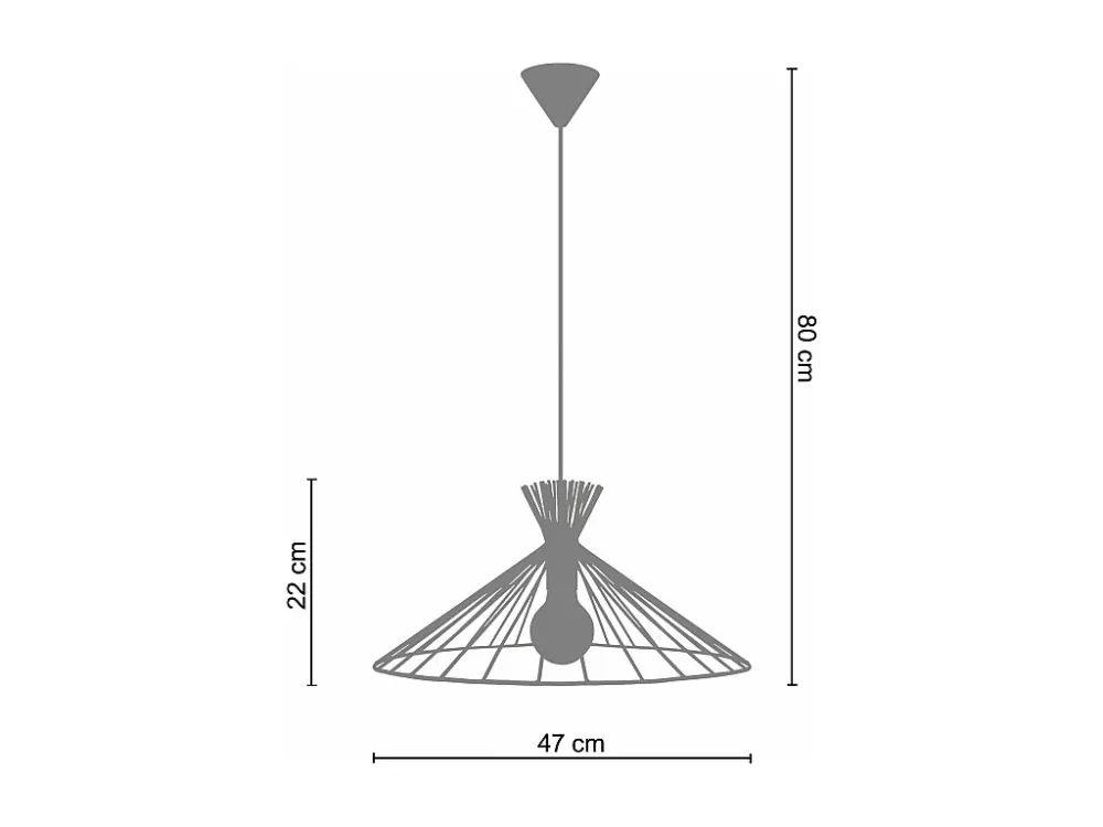 Suspensão TOSEL KÔNE metálico cônico malva D24 x H80 cm