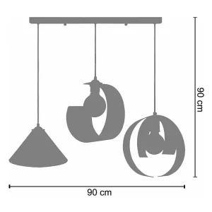 Suspensão TOSEL KONE,LUNE,TOUVOIS metálico cônico Preto branco D20 x H88 cm