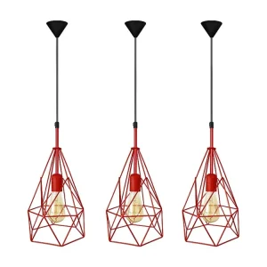 Suspensão TOSEL PYRAMIDAL LOT 3 metálico cúpula marfim D25 x H80 cm