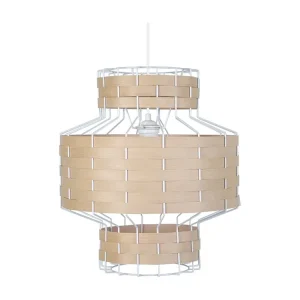 Suspensão TOSEL TRESSÉ BAGAN metálico e madeira globo Carvalho D36 x H90 cm