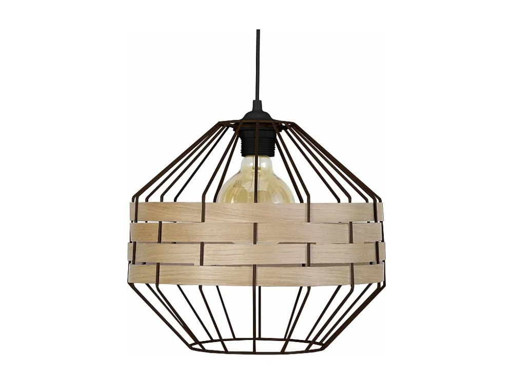 Suspensão TOSEL TRESSÉ BHAMO B metálico e madeira globo metal D43 x H99 cm