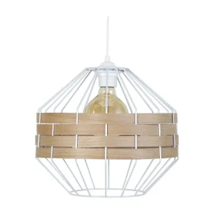Suspensão TOSEL TRESSÉ BHAMO B metálico e madeira globo Madeira de faia D36 x H90 cm