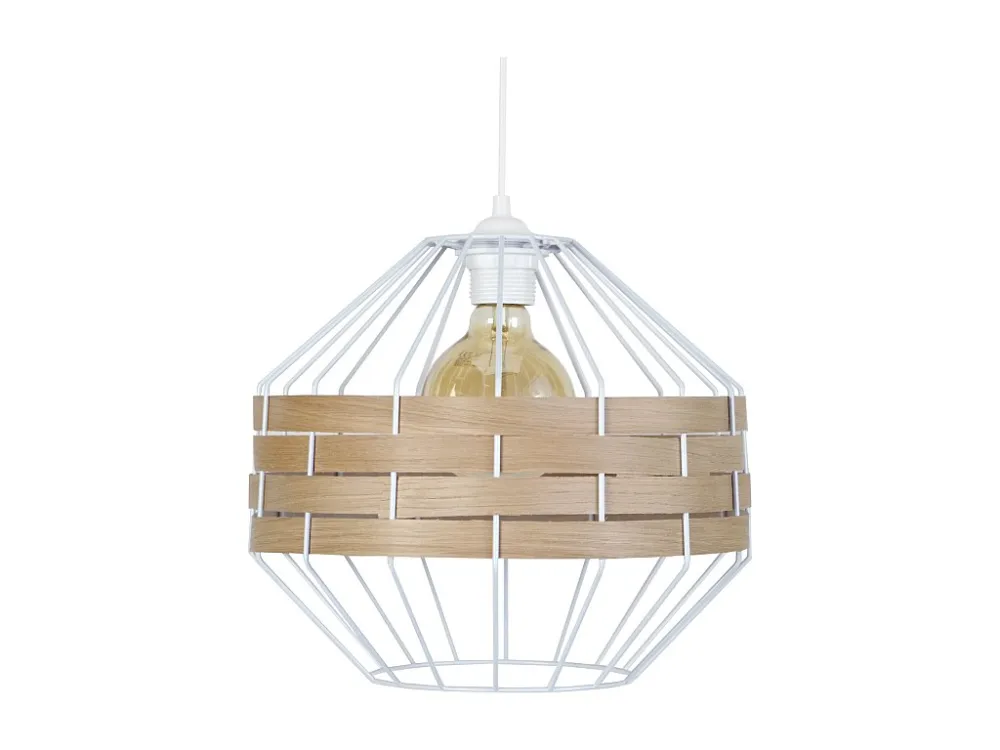 Suspensão TOSEL TRESSÉ BHAMO B metálico e madeira globo Madeira de faia D36 x H90 cm