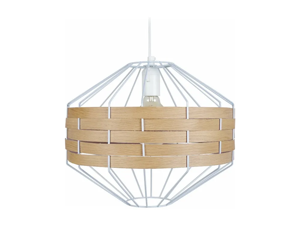 Suspensão TOSEL TRESSÉ BHAMO C metálico e madeira globo metal D43 x H99 cm