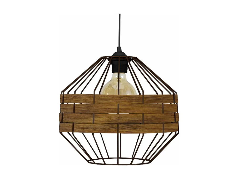 Suspensão TOSEL TRESSÉ BHAMO B metálico e madeira globo madeira metálica D43 x H99 cm