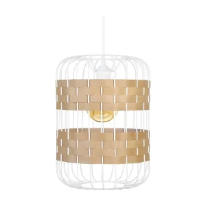 Suspensão TOSEL TRESSÉ MINDAT metálico e madeira cilindro Madeira de carvalho D37 x H100 cm