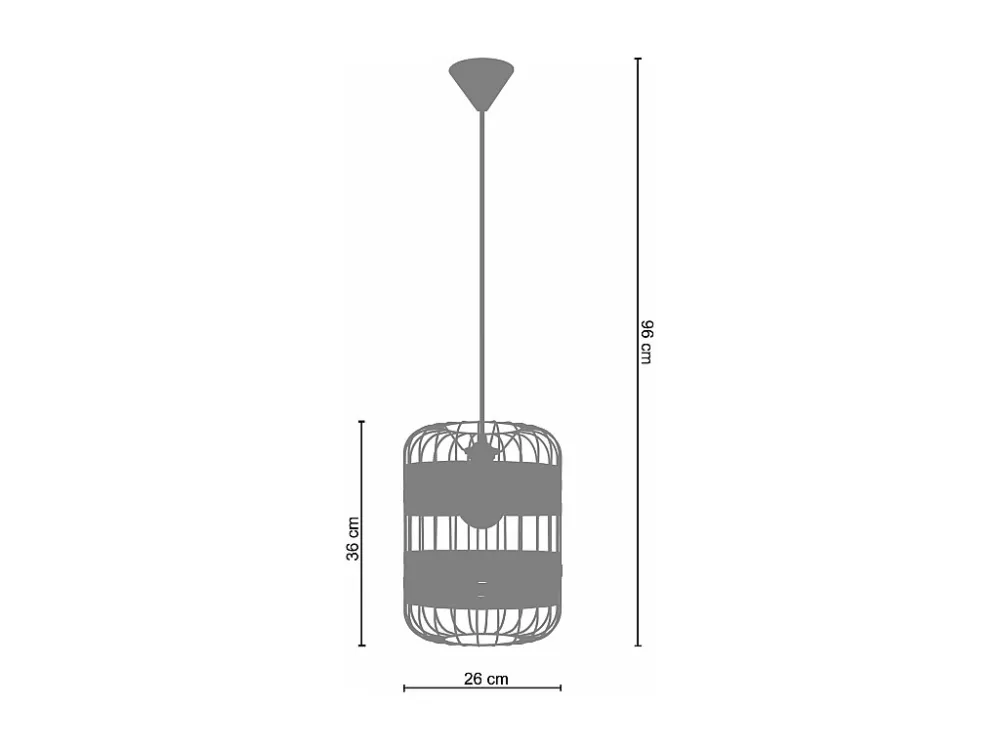 Suspensão TOSEL TRESSÉ MINDAT metálico e madeira cilindro Carvalho D25 x H85 cm