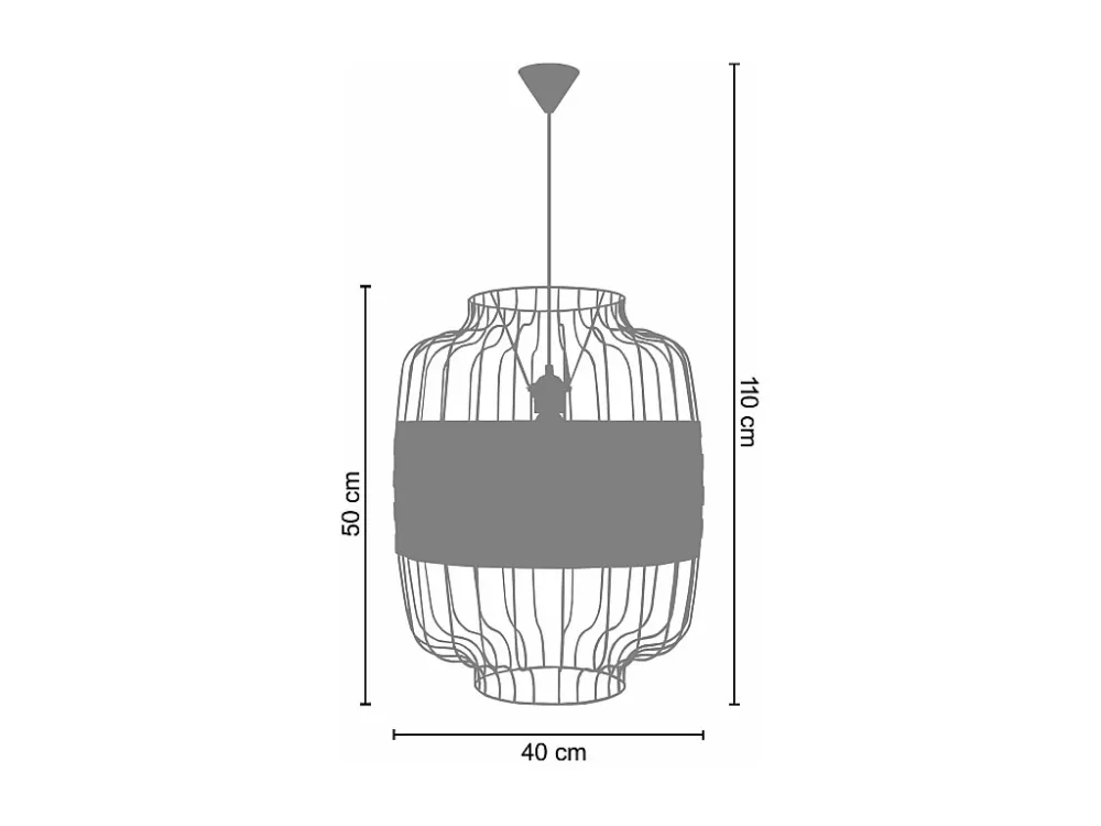 Suspensão TOSEL TRESSÉ RANGOON B metálico e madeira cilindro madeira bege D25 x H80 cm
