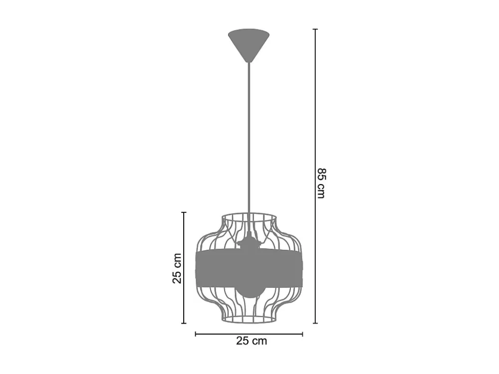 Suspensão TOSEL TRESSÉ RANGOON metálico e madeira cilindro madeira amarelada D25 x H80 cm