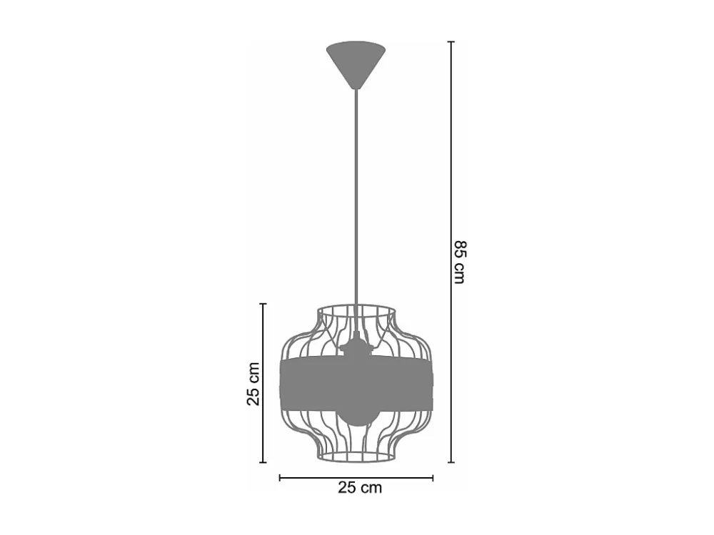 Suspensão TOSEL TRESSÉ RANGOON metálico e madeira cilindro madeira amarelada D25 x H80 cm