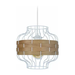 Suspensão TOSEL TRESSÉ RANGOON metálico e madeira cilindro Madeira escura D40 x H110 cm