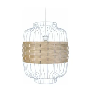 Suspensão TOSEL TRESSÉ RANGOON B metálico e madeira cilindro Madeira de faia D25 x H80 cm