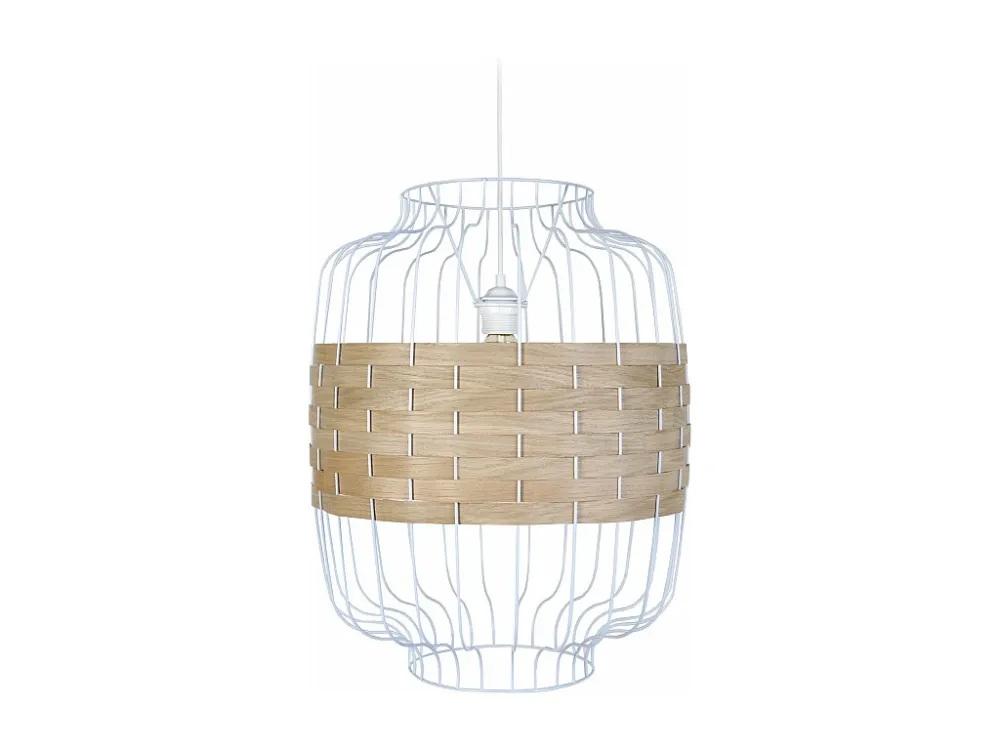 Suspensão TOSEL TRESSÉ RANGOON B metálico e madeira cilindro Madeira de faia D25 x H80 cm