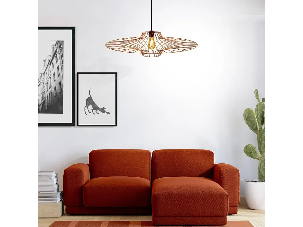 Suspensão TOSEL UFO vidro rasgar fumado D18 x H80 cm
