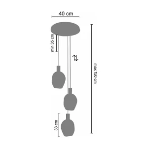 Suspensão TOSEL VINGOLF vidro conjunto azul D60 x H100 cm
