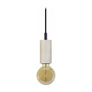 Suspensão TOSEL XIU metálico cilindro branco dourado D18 x H85 cm