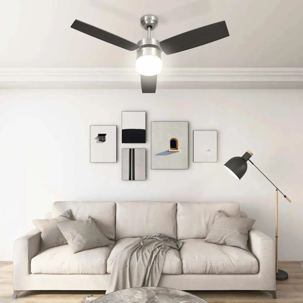Ventoinha de teto com luz/controlo remoto 108cm castanho-escuro