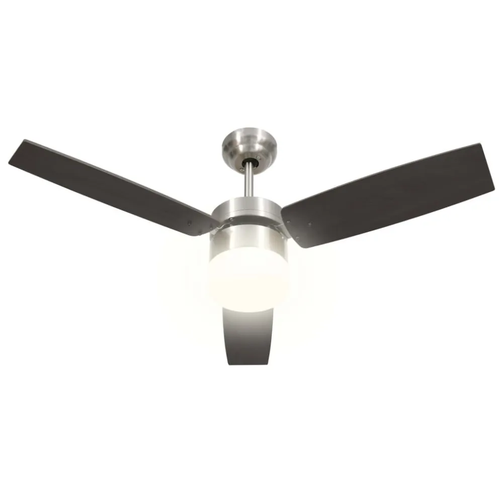 Ventoinha de teto com luz/controlo remoto 108cm castanho-escuro